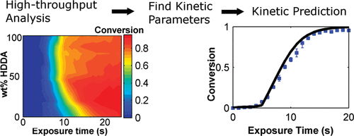 Kinetic Modeling of a Comonomer Photopolymerization System Using High-Throughput Conversion Data — graphical abstract