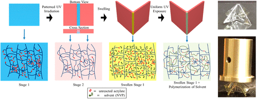 Rigid Origami via Optical Programming and Deferred Self-Folding of a Two-Stage Photopolymer — graphical abstract