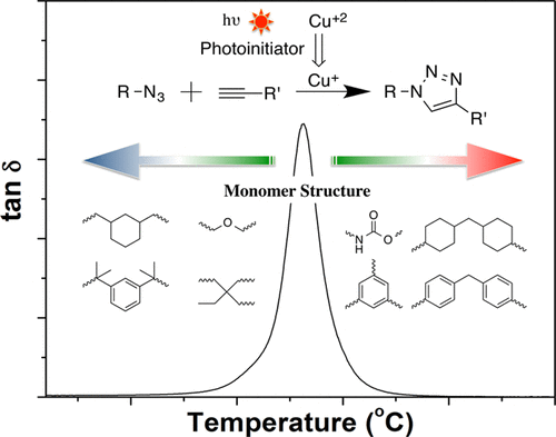 Thermomechanical Formation–Structure–Property Relationships in Photopolymerized Copper-Catalyzed Azide–Alkyne (CuAAC) Networks — graphical abstract